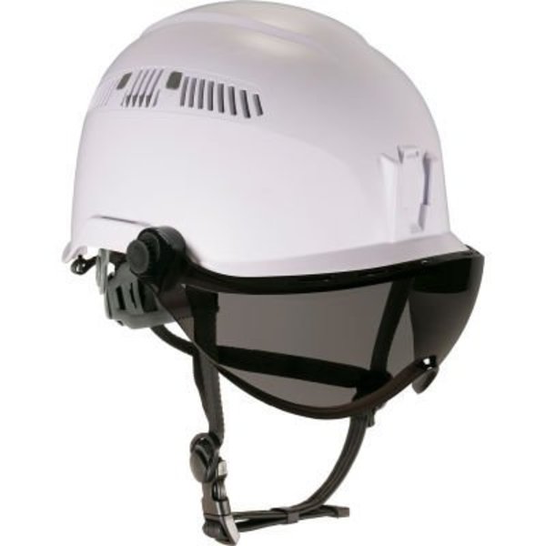 Ergodyne Skullerz 8975V Class C Safety Helmet with Visor Kit, Anti-Fog Smoke Lens, White 60220